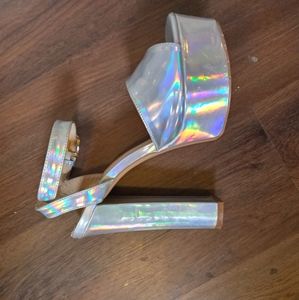 Holographic chunky heels